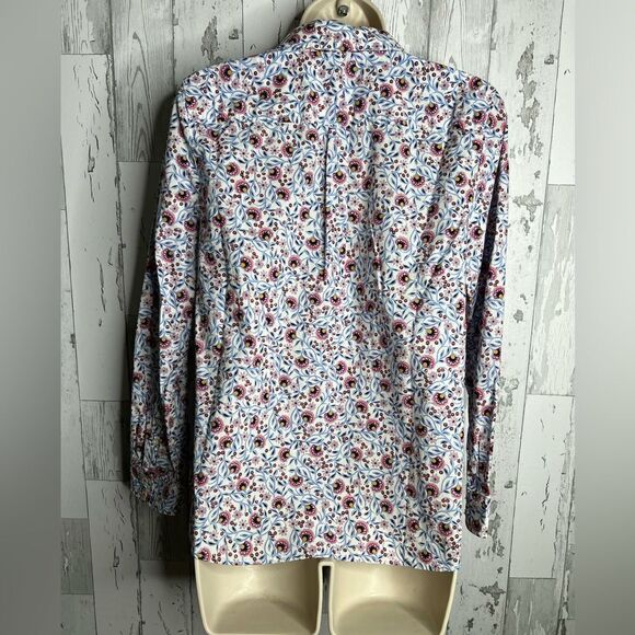 Talbots Petites Blouse Colorful Floral Print Long Sleeve Button Up Top Size S SP - Picture 3 of 11